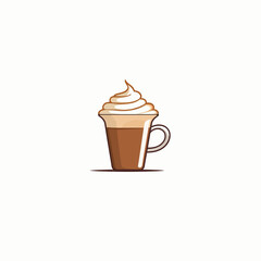 Coffee cup with whipped cream in minimalist style  