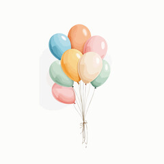 Colorful balloons in pastel shades tied together with string  