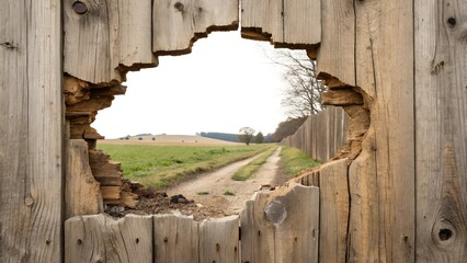 hole in the old wood wall hole break through weat