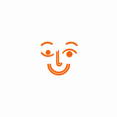 Obraz premium Abstract smiling face illustration in orange and white colors 