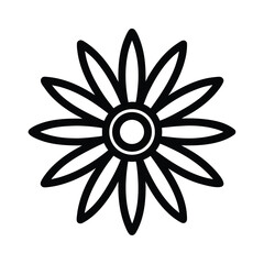 Daisy With Round Center Outline Vector Illustration