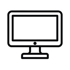 Desktop Computer Monitor Outline Vector Illustration