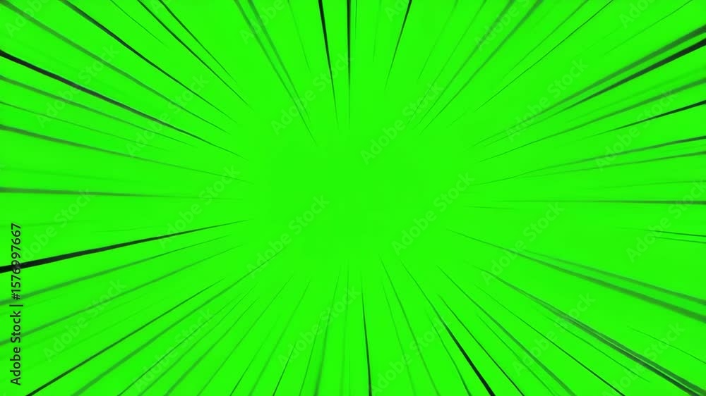 Poster comic speed lines green screen background loop animation isolated