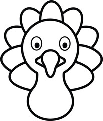 turkey head icon line art vector illustration on transparent background