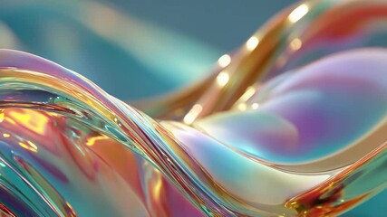 Vivid iridescent liquid flowing with shimmering metallic surfaces in motion - Powered by Adobe