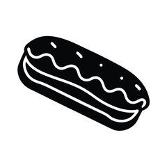 Eclair With Icing Outline Vector Illustration