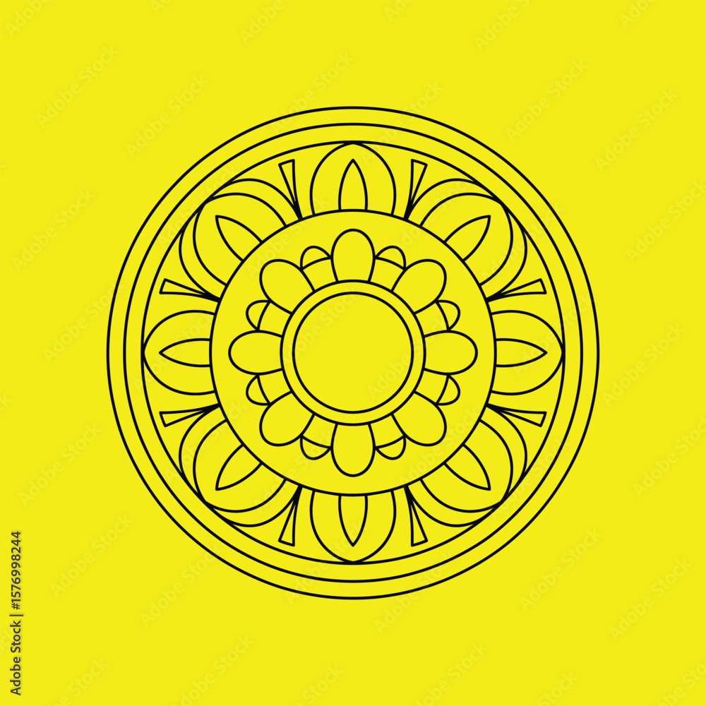 Poster yellow sunny circle icon with abstract vector pattern design