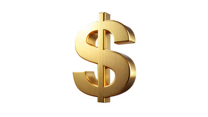 Obraz premium A golden dollar sign isolated on transparent background represents wealth and finance