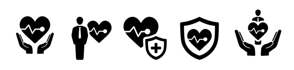 Insurance icons as maternity insurance, pragnancy insurance, family insurance Pro Vector