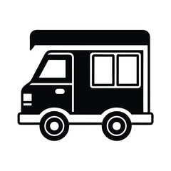 Food Truck With Service Window Outline Vector Illustration