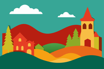 vector illustration of a village