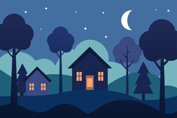 Fototapeta premium vector illustration of a night city