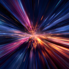 Galactic Velocity: An Abstract Journey Through Warp Speed Light Streaks