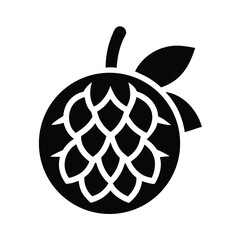 Lychee With Peel Outline Vector Illustration