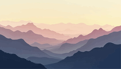 Obraz premium Abstract Mountain Landscape with Soft Pastel Colors and Layered Ranges