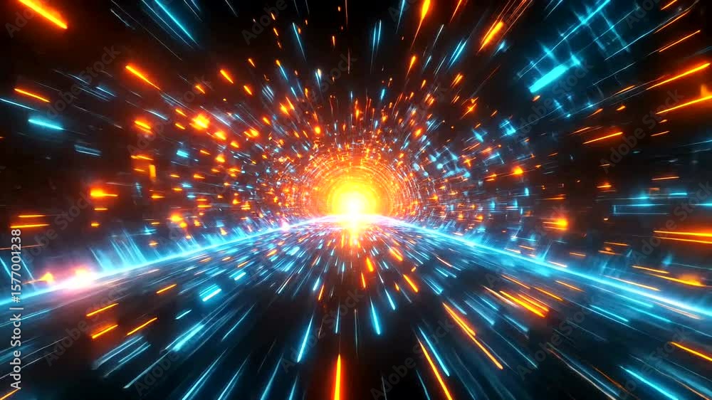 Aufkleber abstract hyperspace jump in space with light trails and starburst motion graphics visuals