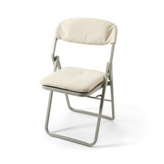 Foldable beige chair with padded seat for indoor and outdoor use  isolated on white background