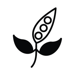 Pea Shoot Outlined Icon Vector Illustration