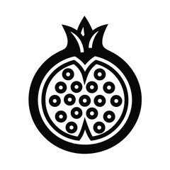 Pomegranate With Seeds Outline Vector Illustration