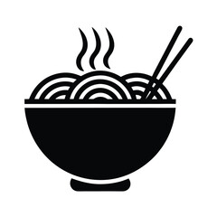 Ramen Bowl With Noodles Outline Vector Illustration
