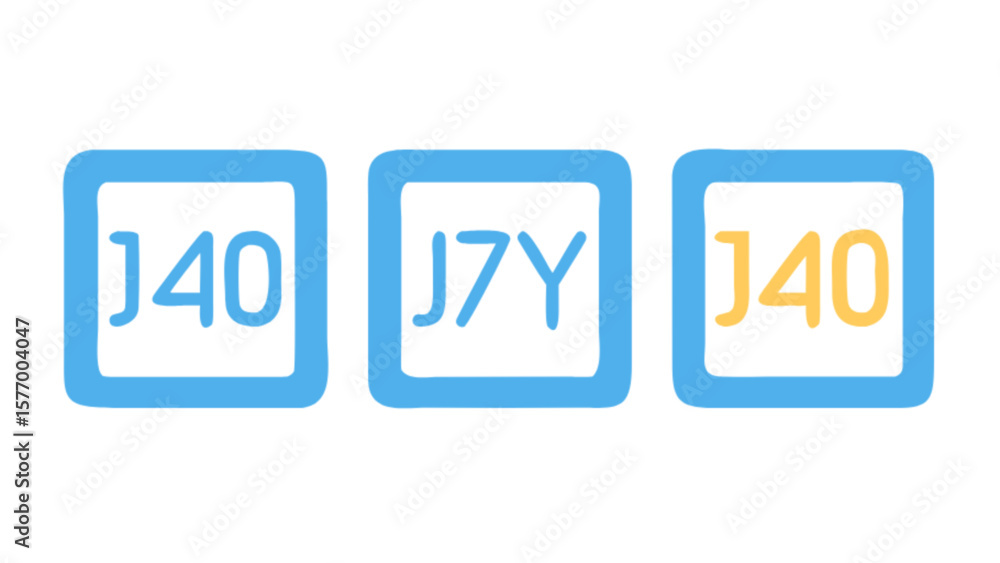 Fototapete vector image of j40 and j7y text in blue frames for graphic design and creative projects online use