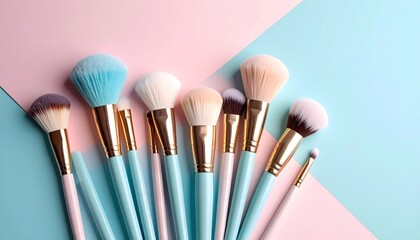 Pastel makeup brushes
