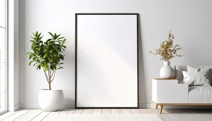 Modern minimalist interior with framed art