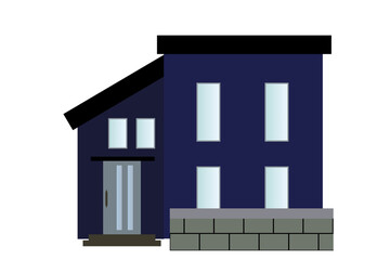 青の2階建ての家　グラフィック素材	