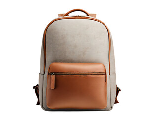 Stylish modern backpack with leather accents isolated on transparent background