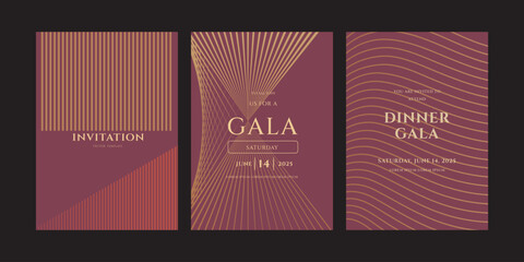 Elegant Gala Dinner Invitation Templates with Geometric Lines