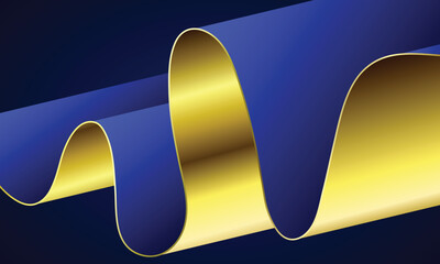 elegant abstract ribbon with blue and golden gradient for modern and creative design purposes