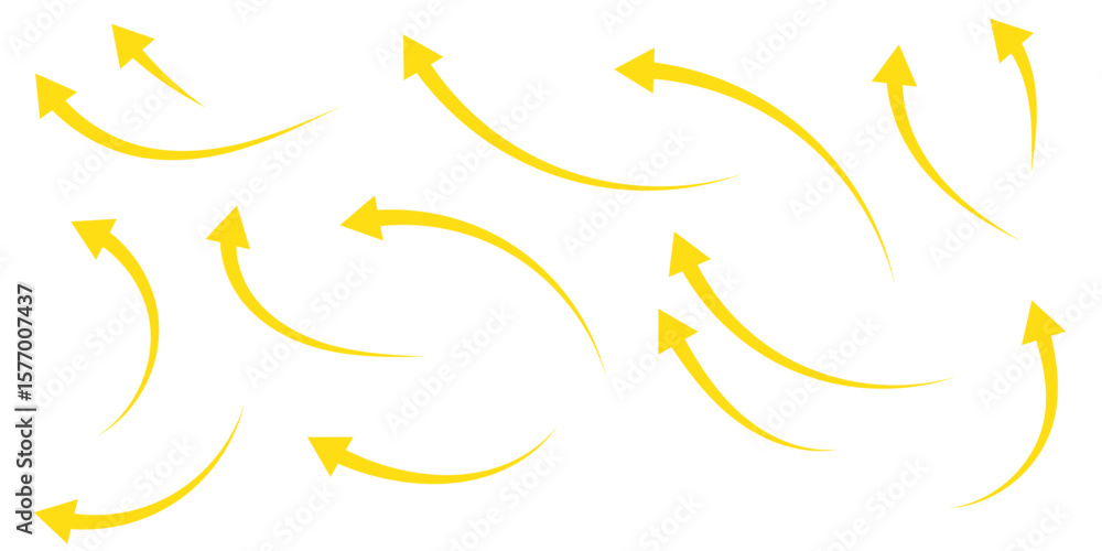 Wall mural curved arrows isolated on white background. curved arrows, hand drawn curved arrows. red curve arrow