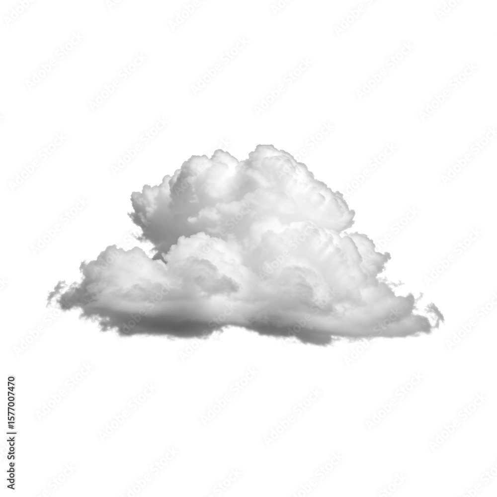 Poster pristine, voluminous cumulus cloud, billowy and deeply textured, isolated against a brilliant seamle