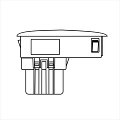 Close up of outline drawing automobile car Power window switch isolate on white background vector illustration.