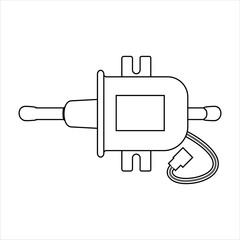 Close up of outline drawing car Electric Fuel Pump
isolate on white background vector illustration.