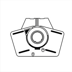 Close up of outline drawing automobile car Steering column switch isolate on white background vector illustration.