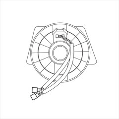 Close up of outline drawing automobile car Steering column switch connector isolate on white background vector illustration.