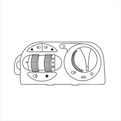 Close up of outline drawing automobile car Auto light Headlight Switch isolate on white background vector illustration.