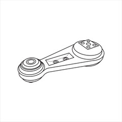 Close up of outline drawing automobile car engine support mountings isolate on white background vector illustration.