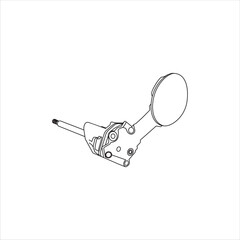 Close up of outline drawing automobile car engine oil pump isolate on white background vector illustration.