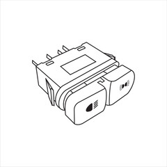 Close up of outline drawing automobile car light switch
isolate on white background vector illustration.