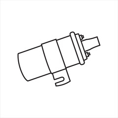 Close up of outline drawing automobile car ignition coil
isolate on white background vector illustration.