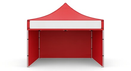 Red advertising pop-up gazebo tent with blank banner perfect for branding and trade shows
