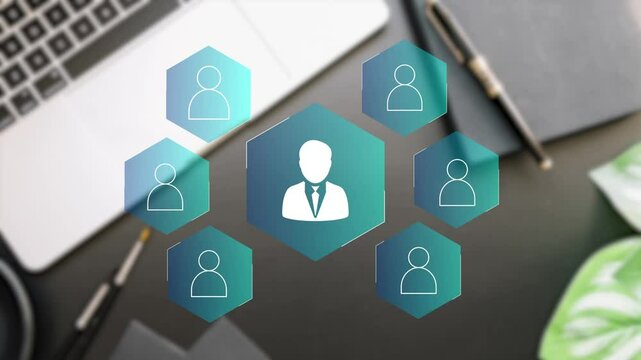 HR, or CRM. concept of company service to recruit customers, network links worldwide, hiring, and recruitment process manage. - Powered by Adobe