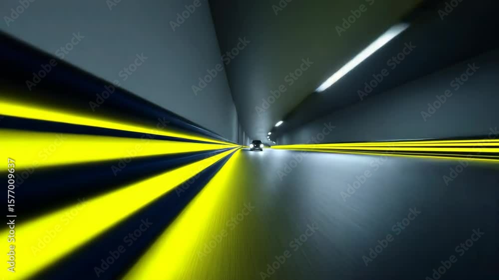 Poster futuristic tunnel with dynamic light trails and motion blur effects