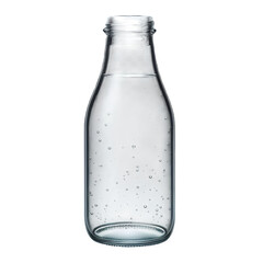 Transparent plastic water bottle with a blue cap isolated on a white background
