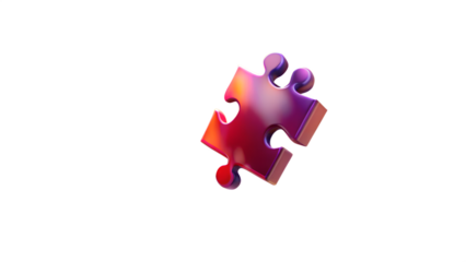 A colorful puzzle piece isolated on transparent background