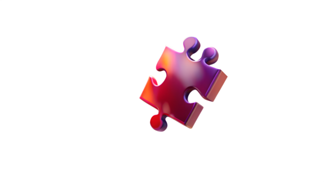A colorful puzzle piece isolated on transparent background