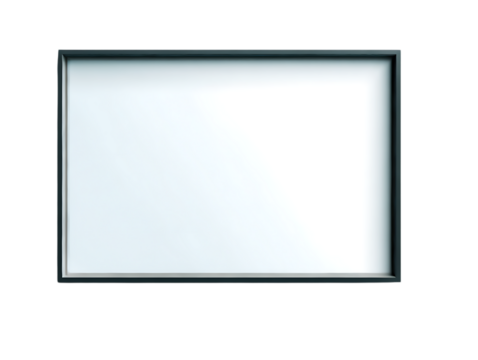 Modern dark grey frame with blank white space isolated on transparent background