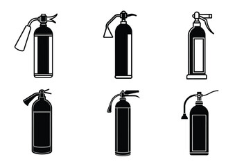 Extinguisher silhouette Vector Set